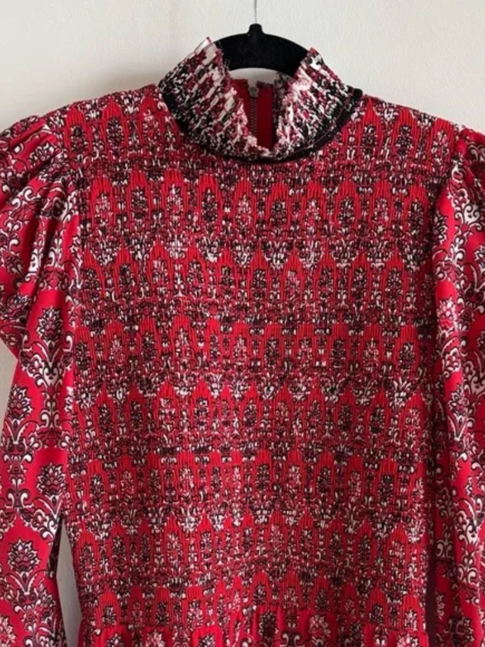 Alice + Olivia | Elvira Smocked Bodice Boho Puff Sleeve Mini Dress 4 - Picture 6 of 14
